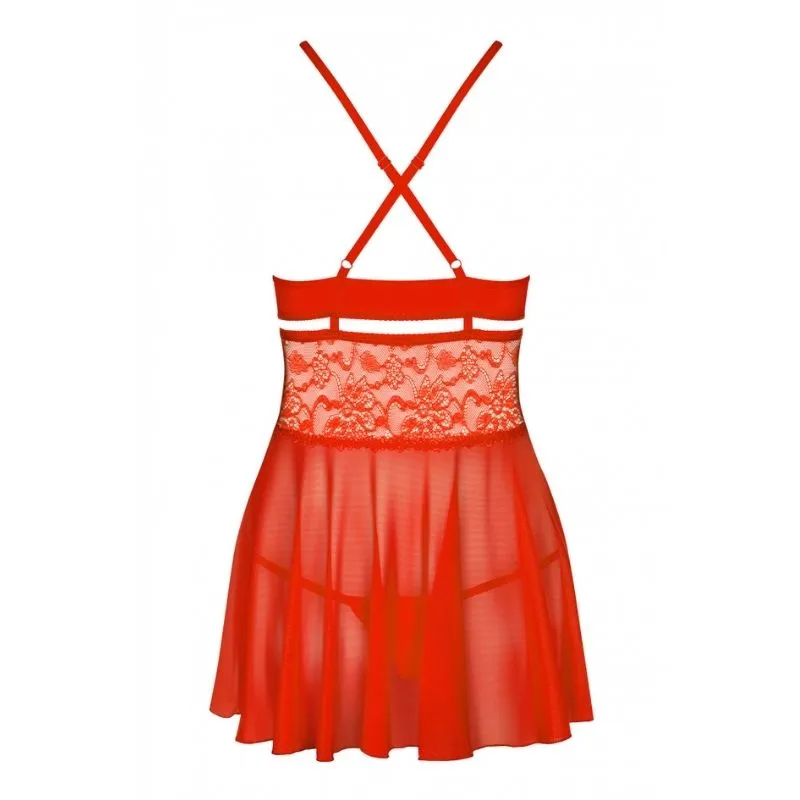 838 Babydoll & Thong Red