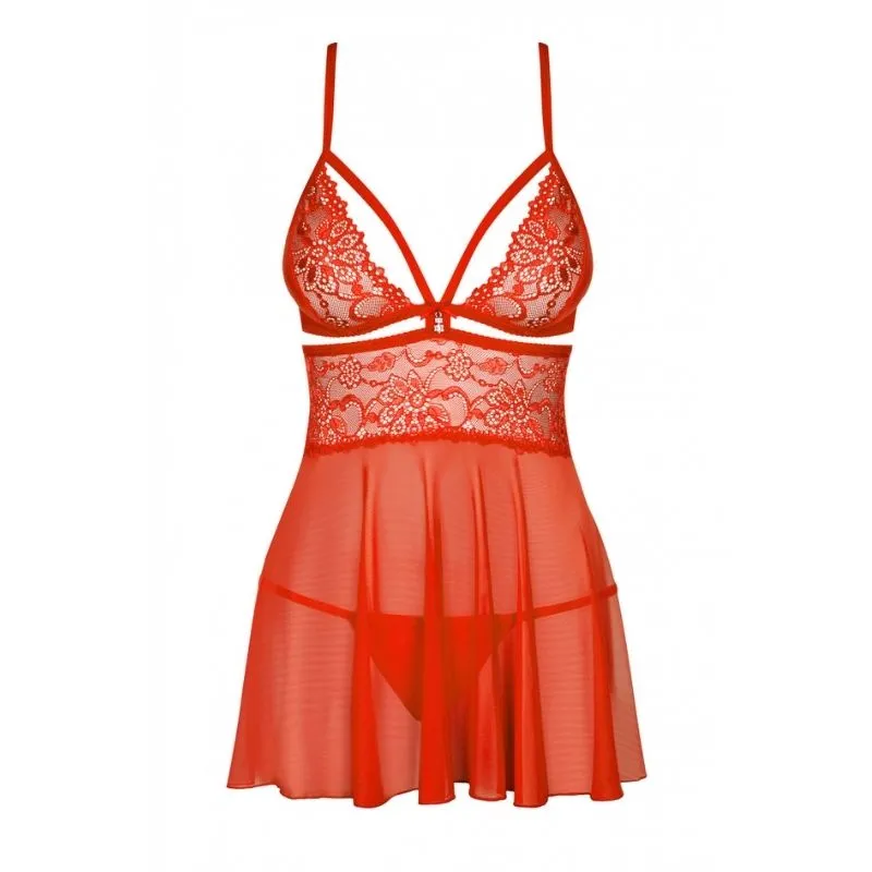 838 Babydoll & Thong Red