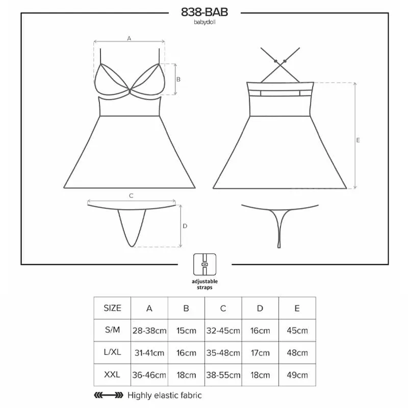 838 Babydoll & Thong Red