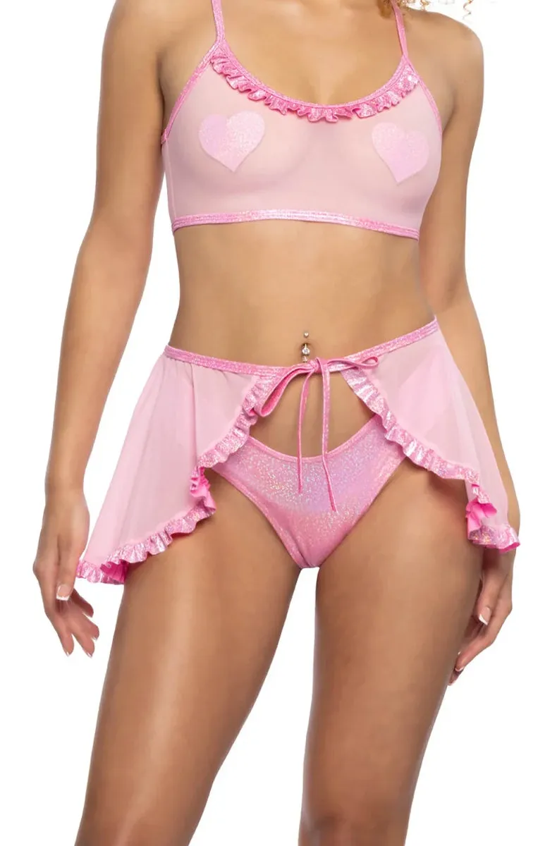 Baby Pink Mesh Wrap Skirt
