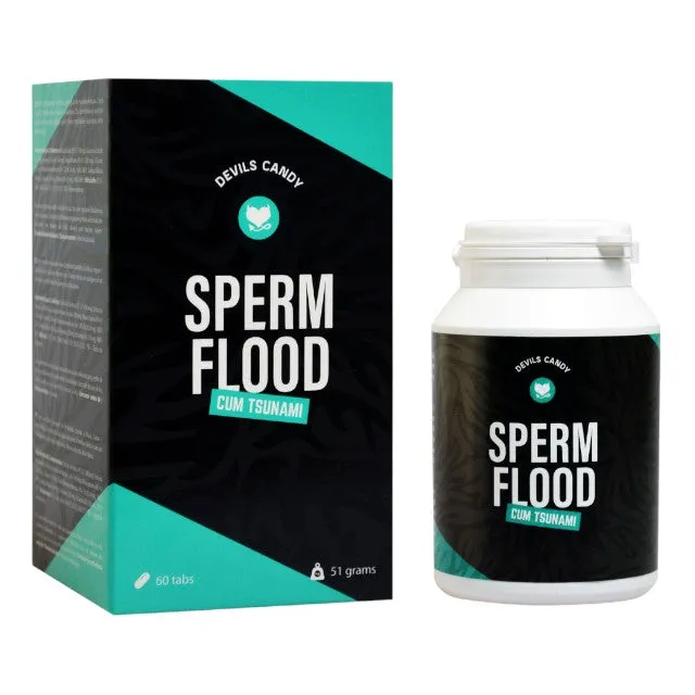 Capsule DEVIL'S CANDY Sperm Flood. pentru creșterea volumului și calității spermei. cu maca și guarana. 60 buc
