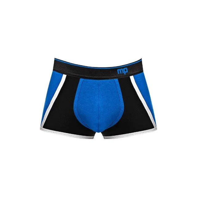 Chilot sexy bărbați MALE POWER Retro Sport. din bumbac. design cu dungi subțiri albe. mărime M. negru cu albastru
