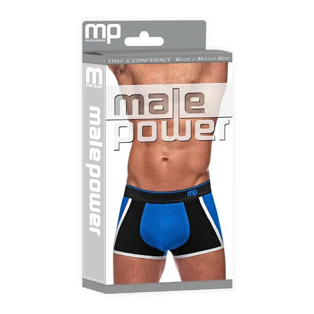 Chilot sexy bărbați MALE POWER Retro Sport. din bumbac. design cu dungi subțiri albe. mărime M. negru cu albastru