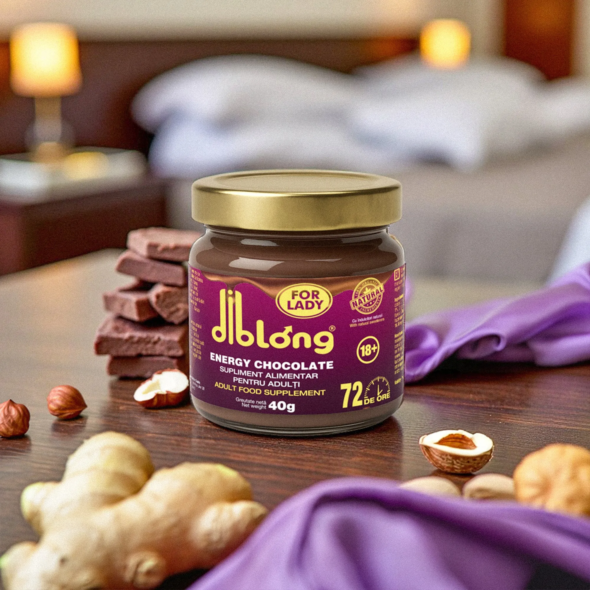 Ciocolată tartinabilă afrodisiac premium concentrat DIBLONG ENERGY CHOCOLATE for LADY. pentru orgasm intens si cresterea libidoului femeilor. 40g