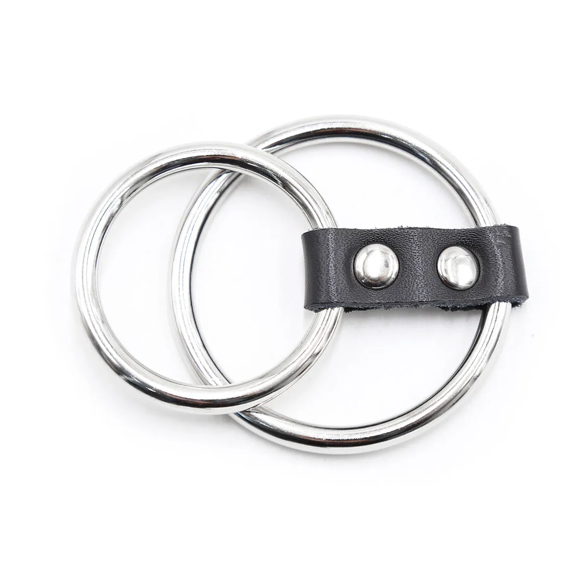 Come Closer Double Cock Ring | Chrome | Vegan Leather