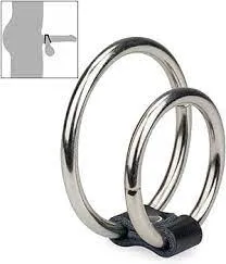 Come Closer Double Cock Ring | Chrome | Vegan Leather