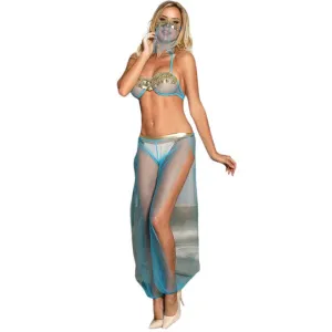 Costum sexy SUBBLIME India Style. set cu sutien. șalvari și accesorii. culoare albastru cu auriu. mărime L/XL (model D-239900)