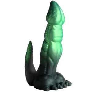 Dildo dinozaur CREATURE COCKS Dickosaur. pentru jocuri de fantezie. bază cu ventuză. lungime 18.5 cm. culoare verde