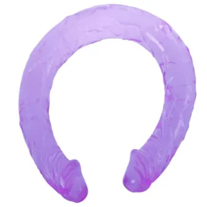 Dildo dublu realist BAILE Double Dones. pentru dublă penetrare. din material moale și flexibil. lungime 44 cm. mov transparent