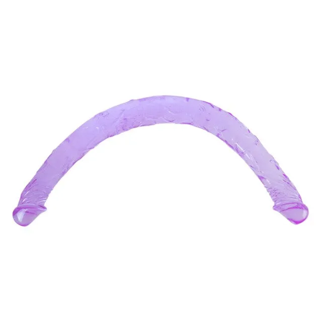 Dildo dublu realist BAILE Double Dones. pentru dublă penetrare. din material moale și flexibil. lungime 44 cm. mov transparent