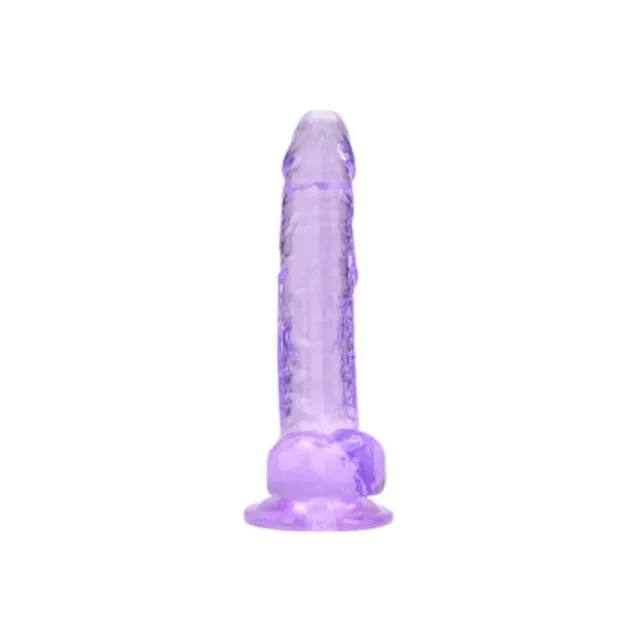 Dildo LOVING JOY 7 Dildo with Balls. design realist cu testicule. bază cu ventuză. lungime 19 cm. mov transparent (N12312)