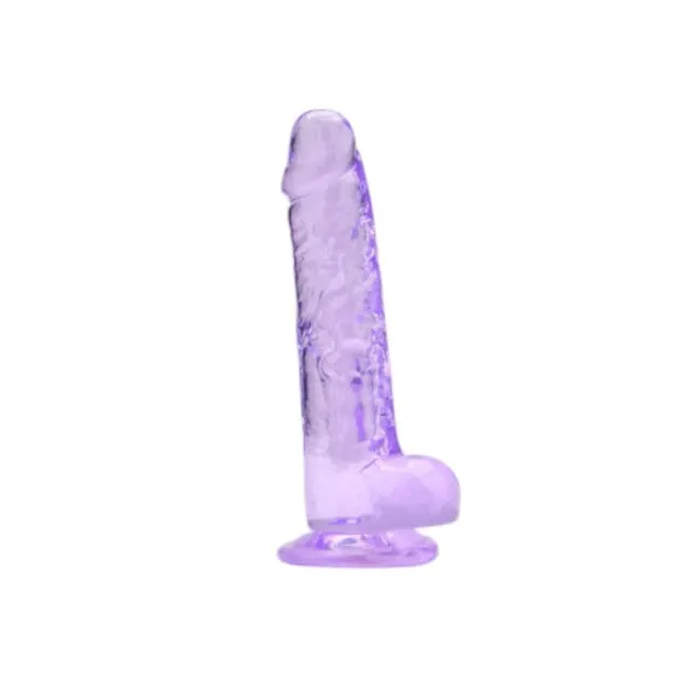 Dildo LOVING JOY 7 Dildo with Balls. design realist cu testicule. bază cu ventuză. lungime 19 cm. mov transparent (N12312)
