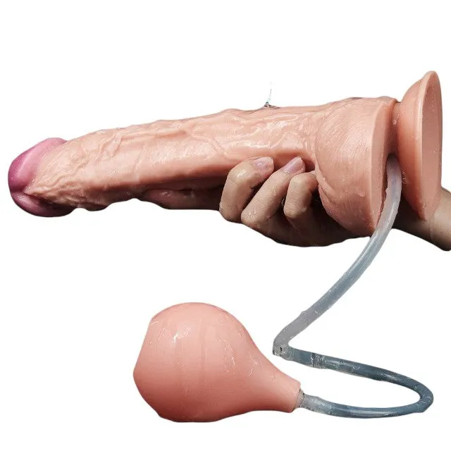 Dildo realist cu funcție de ejaculare LOVETOY Squirt Extreme 11. bază cu ventuză pentru fixare. culoarea pielii. 28 cm