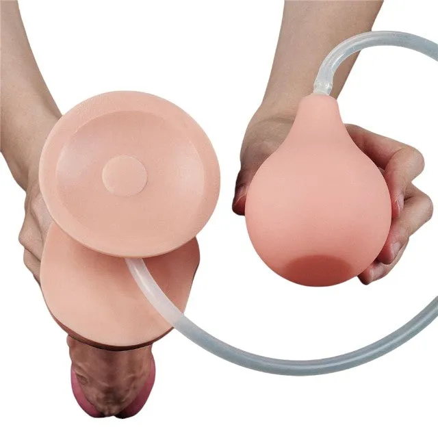 Dildo realist cu funcție de ejaculare LOVETOY Squirt Extreme 11. bază cu ventuză pentru fixare. culoarea pielii. 28 cm