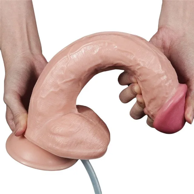 Dildo realist cu funcție de ejaculare LOVETOY Squirt Extreme 11. bază cu ventuză pentru fixare. culoarea pielii. 28 cm