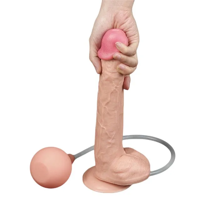 Dildo realist cu funcție de ejaculare LOVETOY Squirt Extreme 11. bază cu ventuză pentru fixare. culoarea pielii. 28 cm