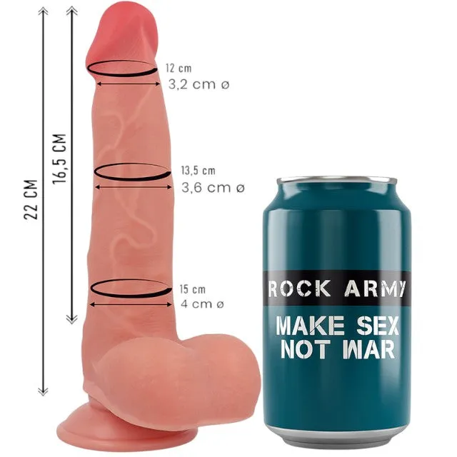 Dildo ROCK ARMY Liquid Silicone Ranger. bază cu ventuză pentru fixare. din silicon hipoalergenic. lungime 22 cm. culoarea pielii