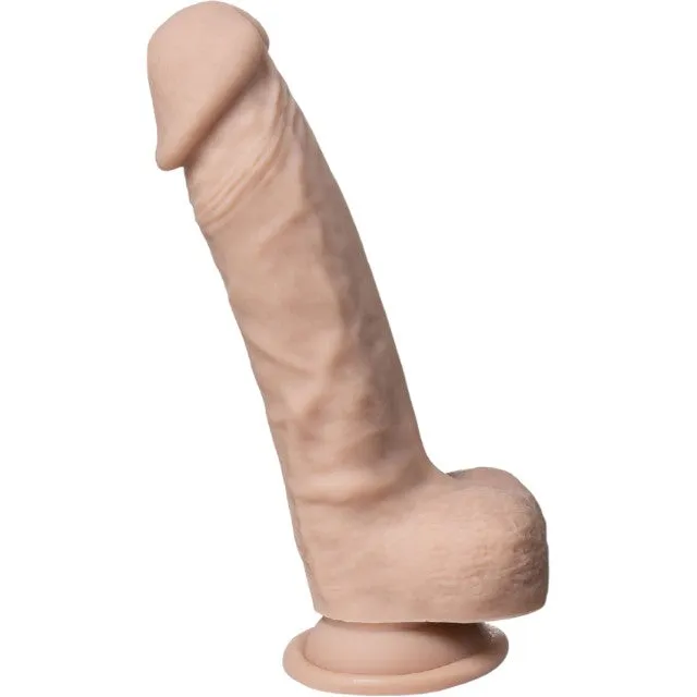 Dildo SILEX-D 8 Model 1. design realist cu testicule. reactiv la căldură. bază cu ventuză. lungime 21 cm. culoarea pielii