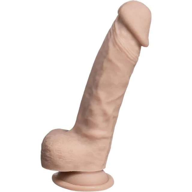 Dildo SILEX-D 8 Model 1. design realist cu testicule. reactiv la căldură. bază cu ventuză. lungime 21 cm. culoarea pielii