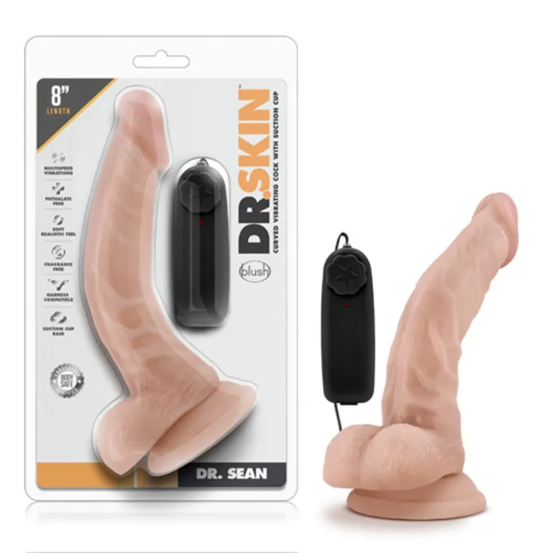 Dr. Skin Dr. Sean Realistic 8 in. Vibrating Dildo with Balls Beige