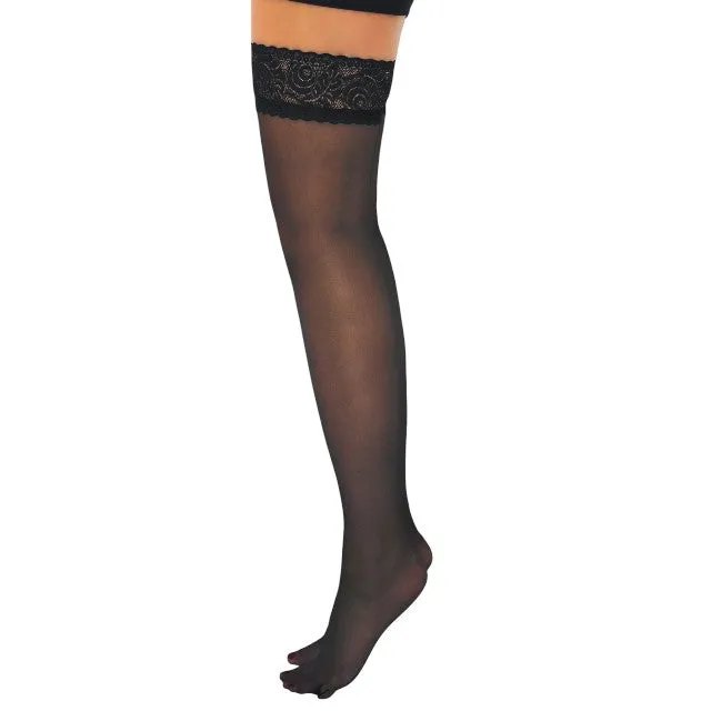 Dresuri DARING INTIMATES Satin Touch Stay Ups. design cu benzi de dantelă. 20 DEN. mărime universală. culoare negru. model 75000