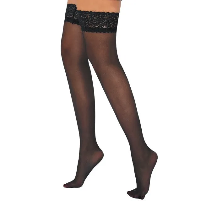 Dresuri DARING INTIMATES Satin Touch Stay Ups. design cu benzi de dantelă. 20 DEN. mărime universală. culoare negru. model 75000