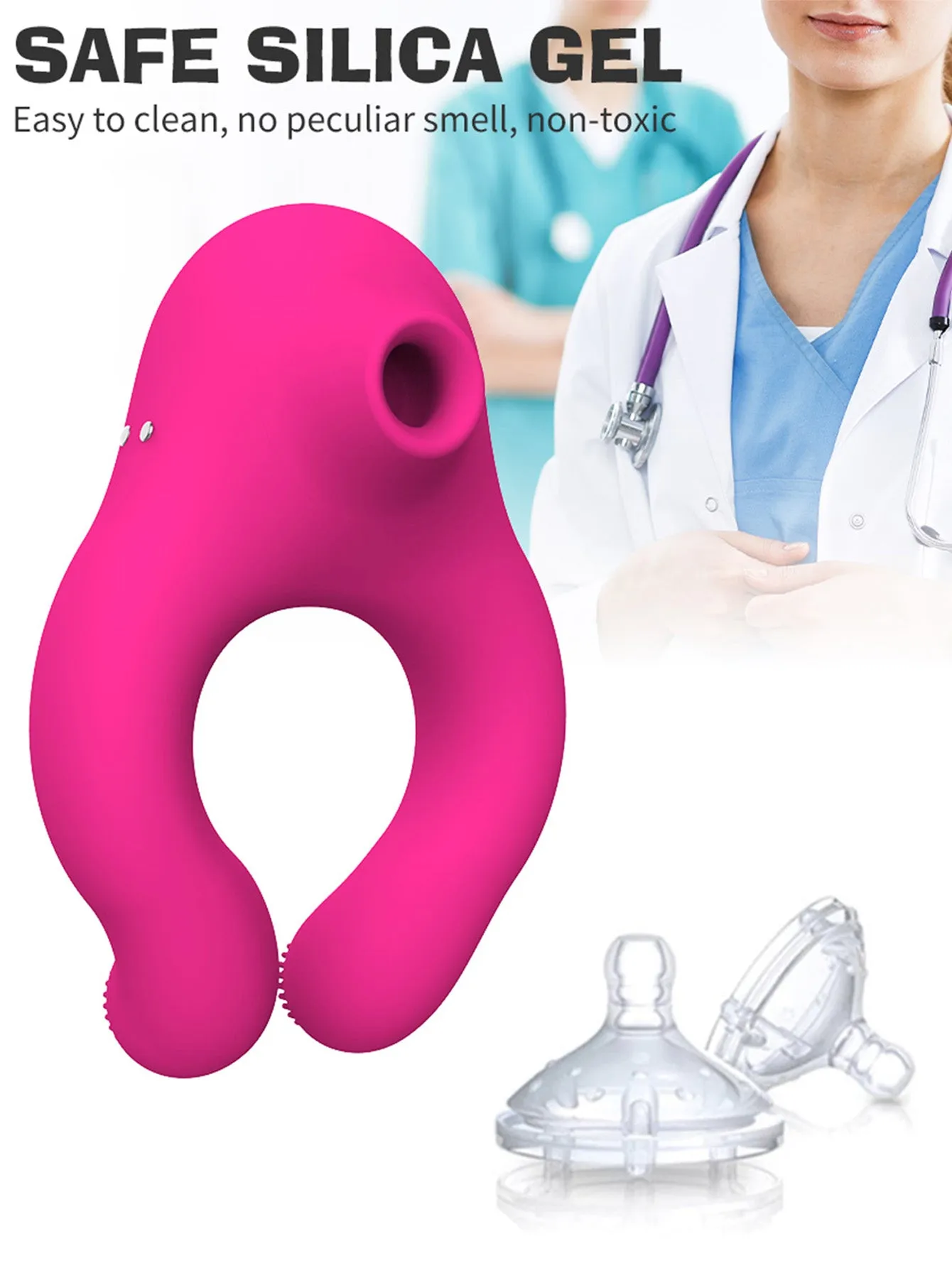 Female Sucking Vibrator - Male Penis Cock Ring Clamping Sex Toys for Couples Women