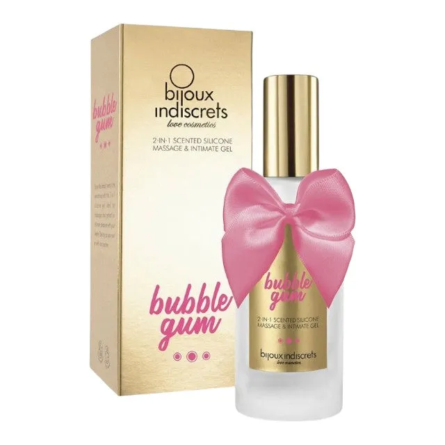 Gel 2 în 1 BIJOUX INDISCRETS Massage & Intimate Gel. pentru masaj erotic și lubrifiere. cu aromă de gumă de mestecat. 100 ml