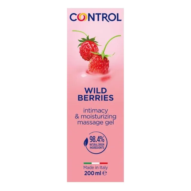 Gel pentru masaj și lubrifiant CONTROL Wild Berries. capac cu bile de masaj. aromă de fructe de pădure. 200 ml