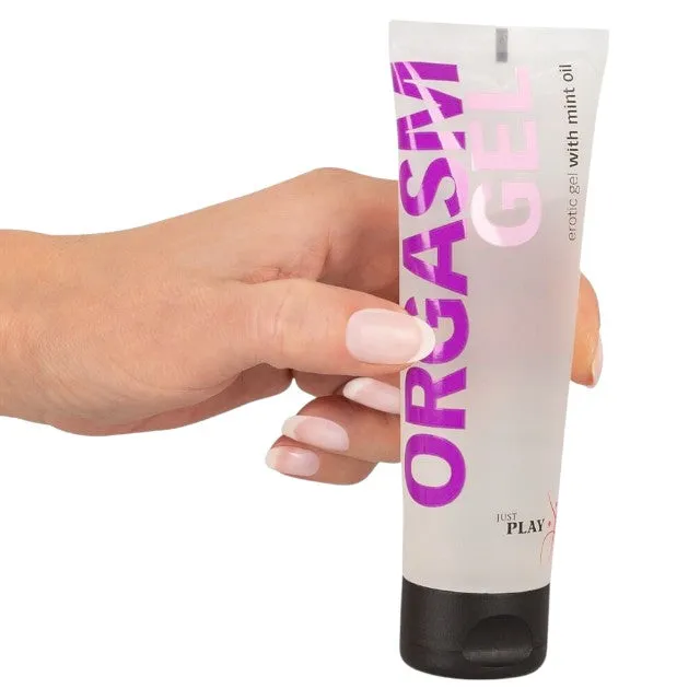 Gel pentru masaj intim JUST PLAY Orgasm Gel. cu ulei de mentă. pentru creșterea libidoului feminin și orgasm intens. 80 ml