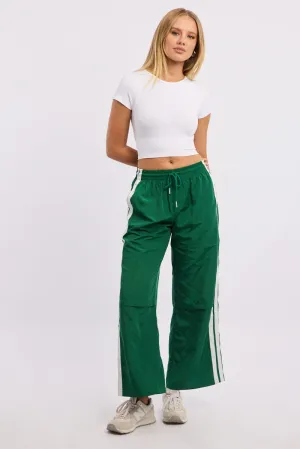 Green Track Pants Side Stripe