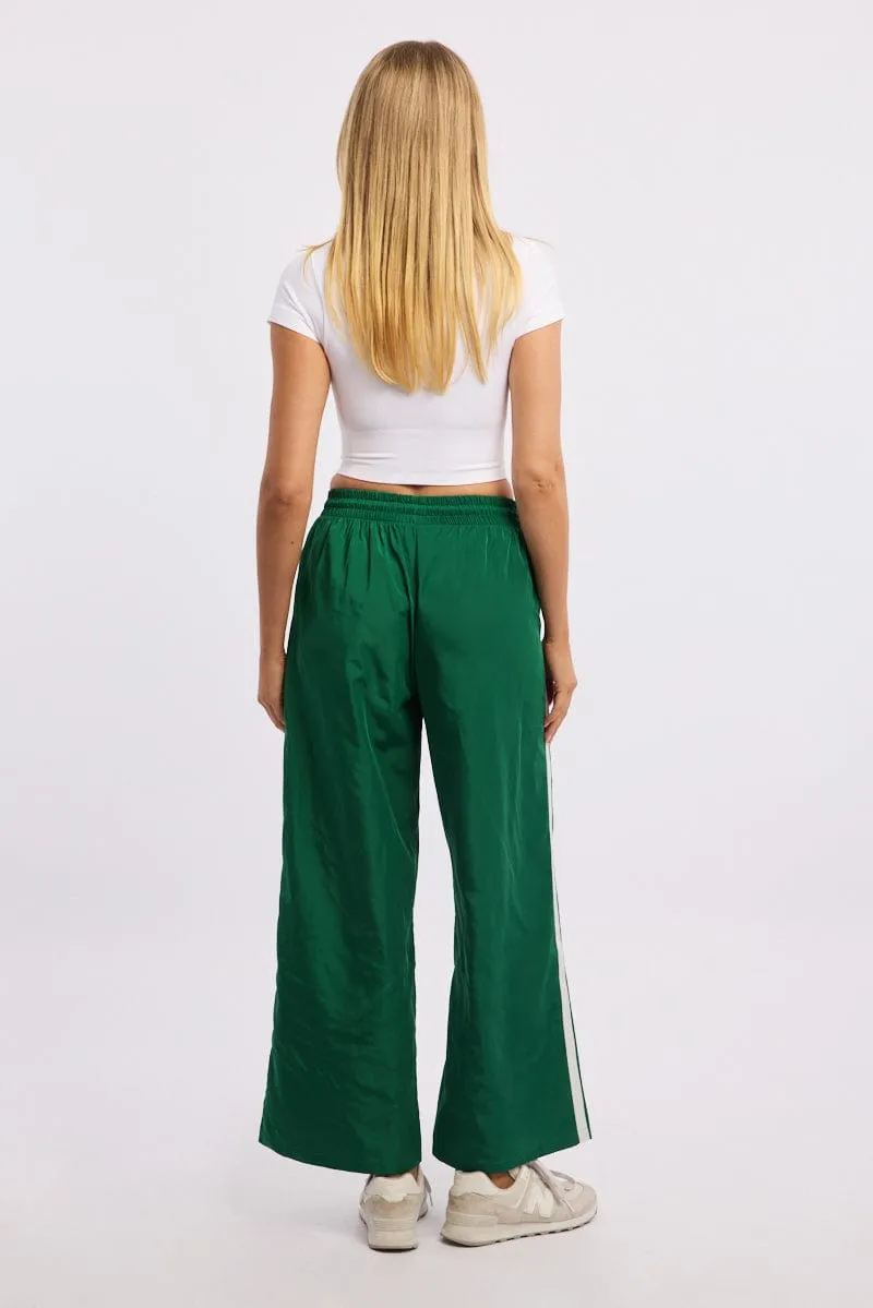 Green Track Pants Side Stripe