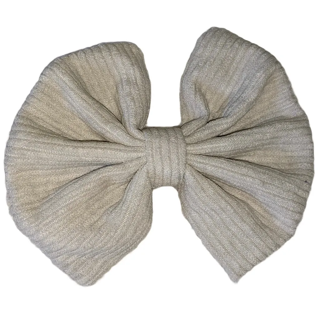 Grey Fabric Hair Bow *