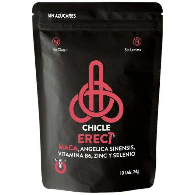 Gumă de mestecat WUG Chicle Erect. pentru erecții puternice și testosteron. cu maca. vitamina B6. zinc și seleniu. fără zahăr. 10 buc