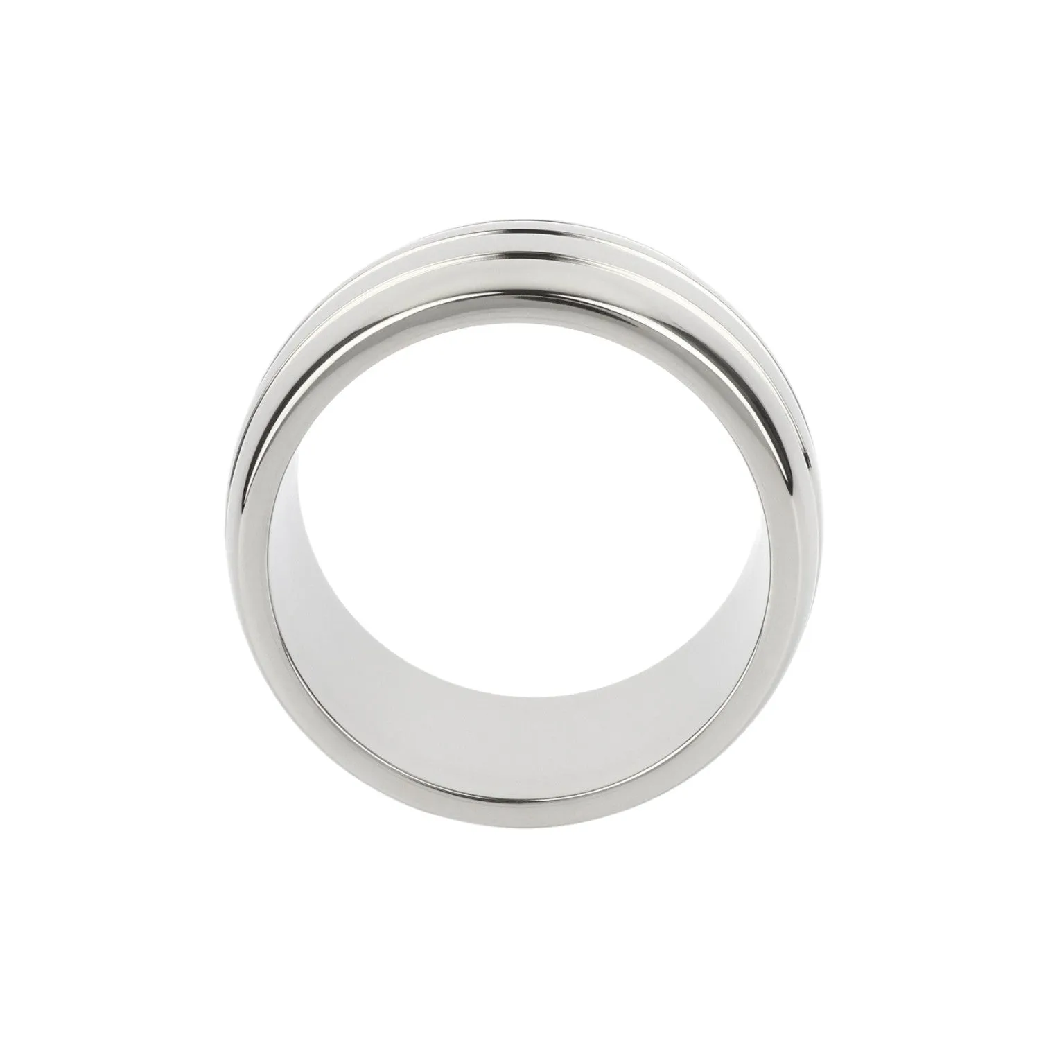 Inel pentru penis MR. STEEL Oval Barrel C-Ring. cu striații. din oțel inoxidabil. diametru 5 cm. argintiu