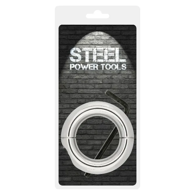 Inel pentru testicule STEEL POWER TOOLS Ballstretcher. din oțel inoxidabil. pentru jocuri erotice BDSM. diametru 51 mm. argintiu