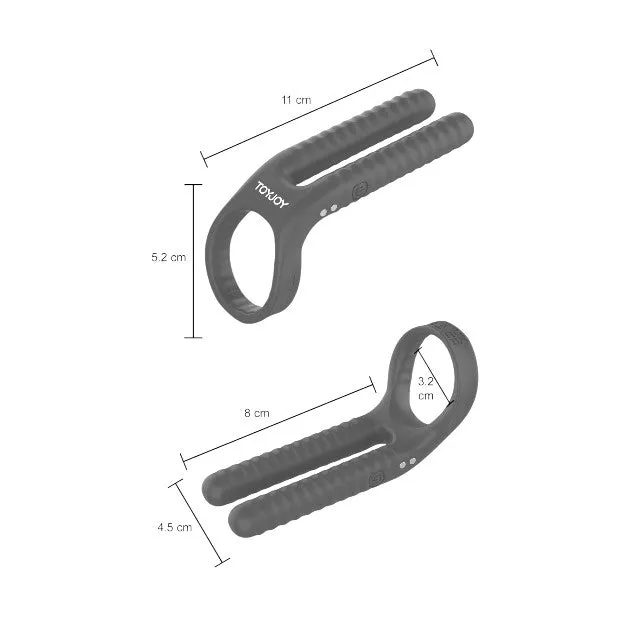 Inel vibrator pentru penis TOYJOY FUSHION Vibrating Couple C-Ring. 10 funcții de vibrație. rezistent la apă IPX7. albastru