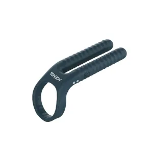 Inel vibrator pentru penis TOYJOY FUSHION Vibrating Couple C-Ring. 10 funcții de vibrație. rezistent la apă IPX7. albastru