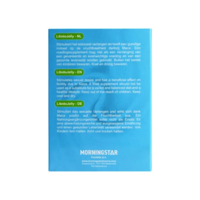 Jeleu LIBIDOJELLY. pentru libido masculin. fertilitate și erecții puternice. cu ginkgo biloba și maca. 7 plicuri x 10 ml
