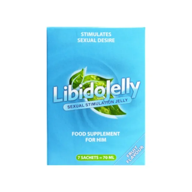 Jeleu LIBIDOJELLY. pentru libido masculin. fertilitate și erecții puternice. cu ginkgo biloba și maca. 7 plicuri x 10 ml