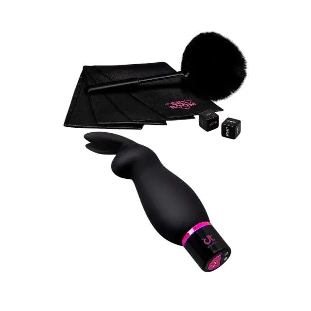 Kit DREAMTOYS Sex Room Raunchy Kit. set 6 produse. pentru stimularea prostatei. cu vibrator. puf de gâdilat. zaruri și mască