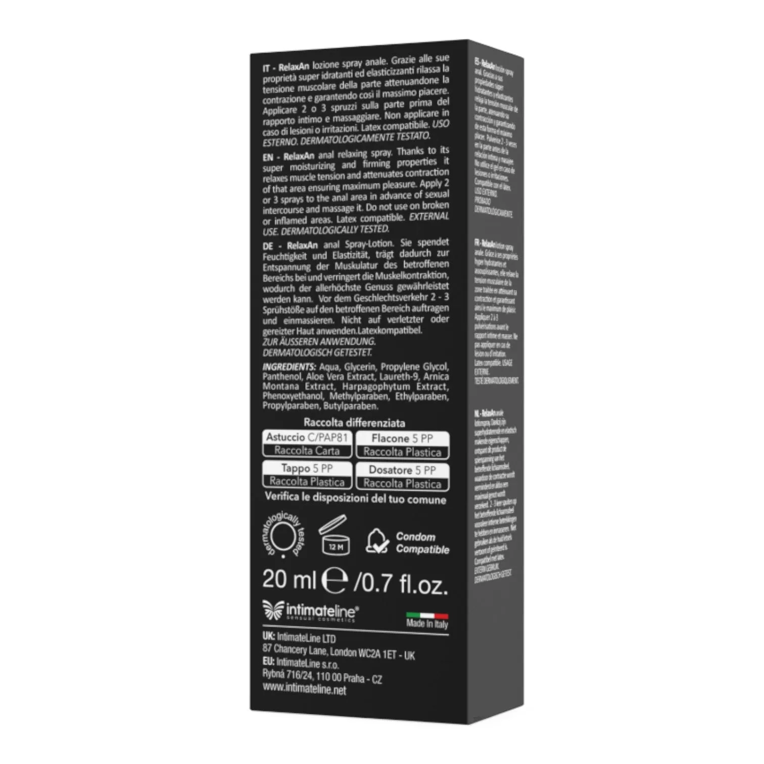 Lubrifiant anal pe bază de apă RELAXAN. spray cu efect de relaxare anală. testat dermatologic. 20 ml