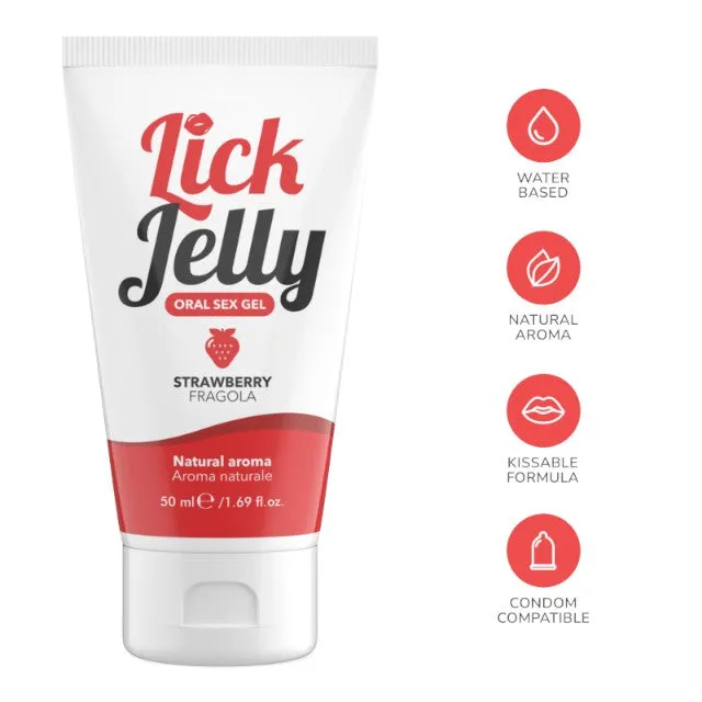 Lubrifiant cu aromă LICK JELLY Strawberry. pe bază de apă. cu aromă naturală de căpșuni. 50 ml
