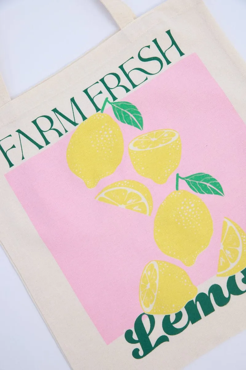 Multi Print Tote Bag Printed Farmers Market
