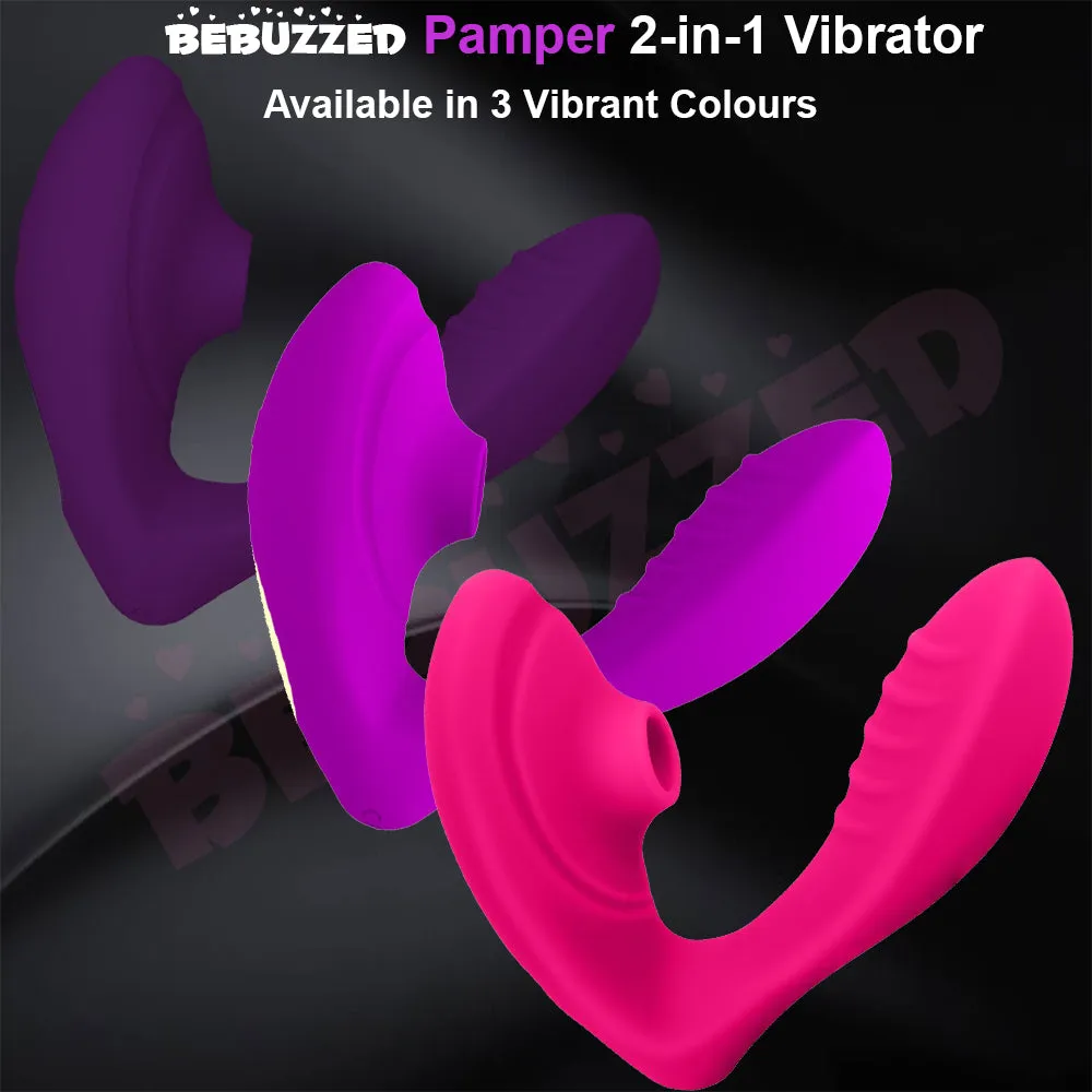 Pamper 2-in-1 Clitoral Sucking Stimulator G-Spot Vibrator Dildo Women Sex Toy