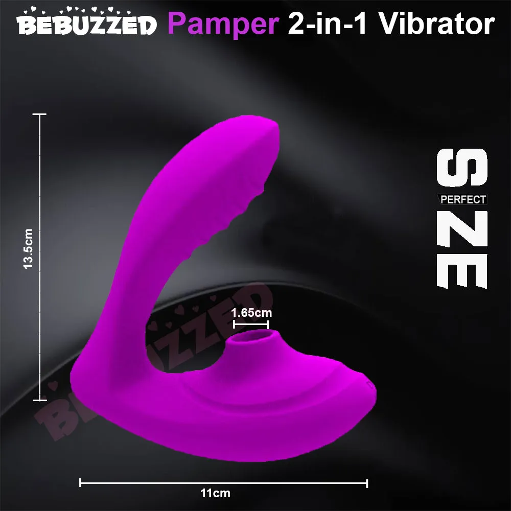 Pamper 2-in-1 Clitoral Sucking Stimulator G-Spot Vibrator Dildo Women Sex Toy