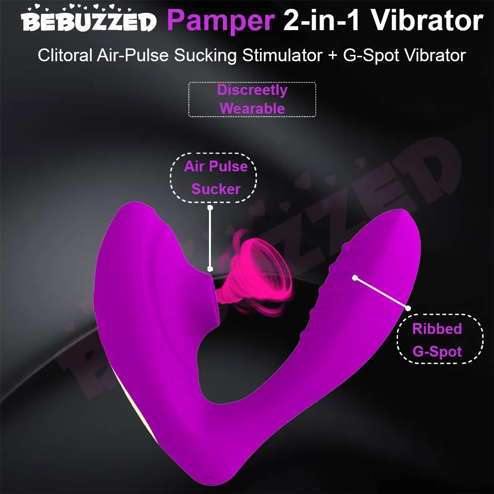 Pamper 2-in-1 Clitoral Sucking Stimulator G-Spot Vibrator Dildo Women Sex Toy