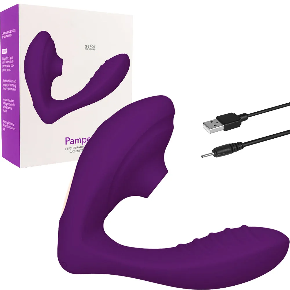 Pamper 2-in-1 Clitoral Sucking Stimulator G-Spot Vibrator Dildo Women Sex Toy