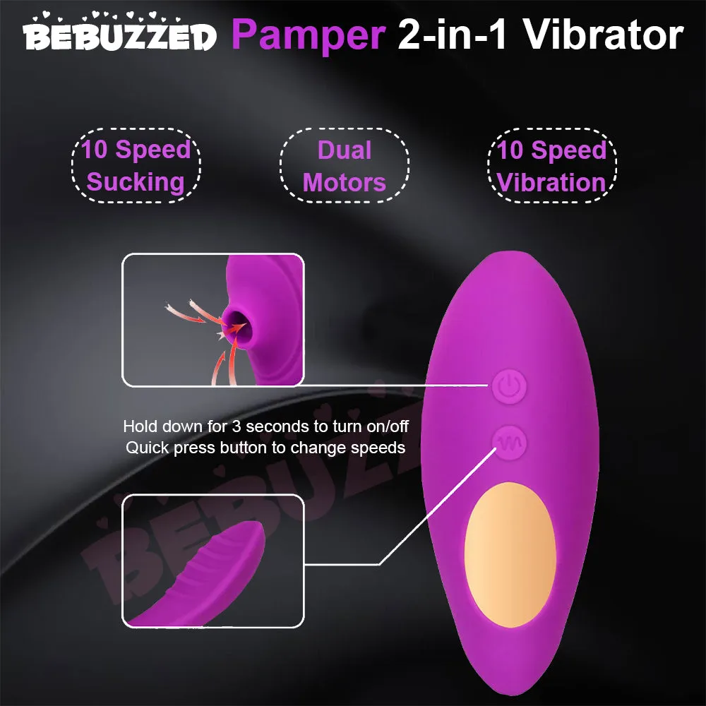 Pamper 2-in-1 Clitoral Sucking Stimulator G-Spot Vibrator Dildo Women Sex Toy