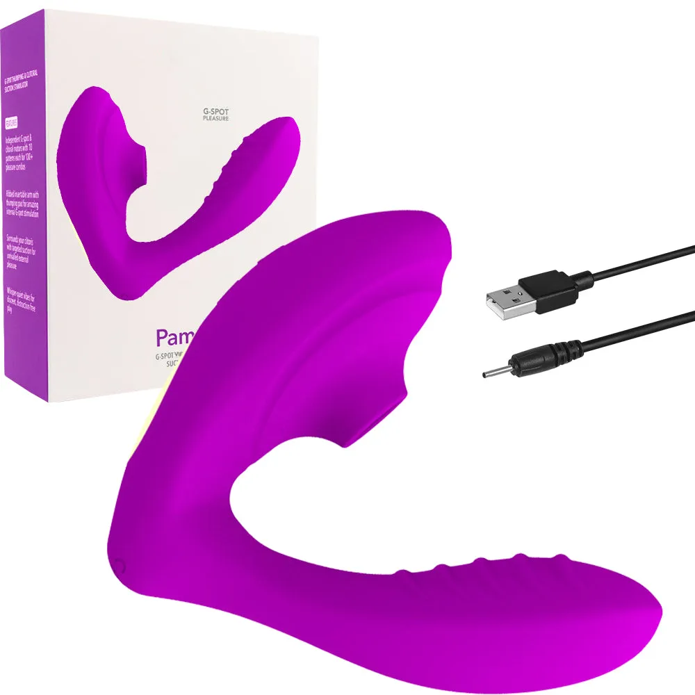 Pamper 2-in-1 Clitoral Sucking Stimulator G-Spot Vibrator Dildo Women Sex Toy